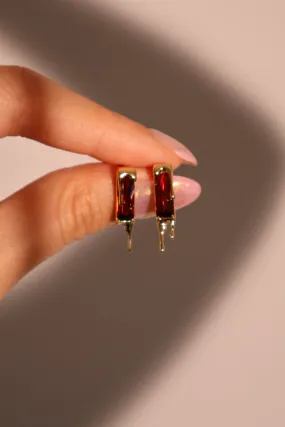 18K Gold Vermeil Red Gem Flame Earrings