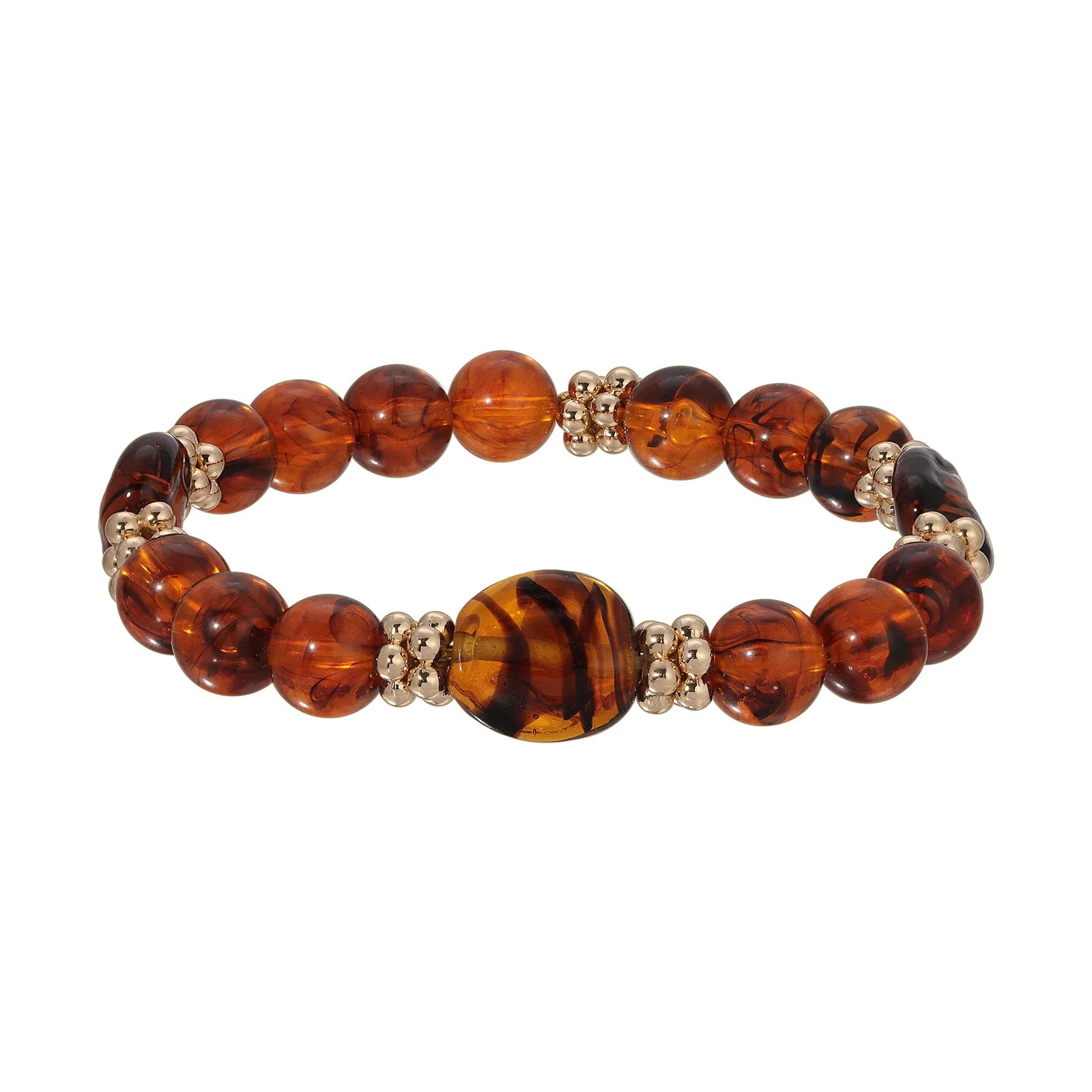 1928 Jewelry Alexandria Tortoise Bead Stretch Bracelet