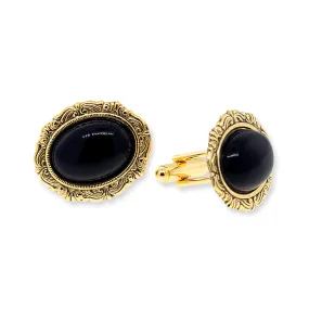 1928 Jewelry Black Oval Cufflinks