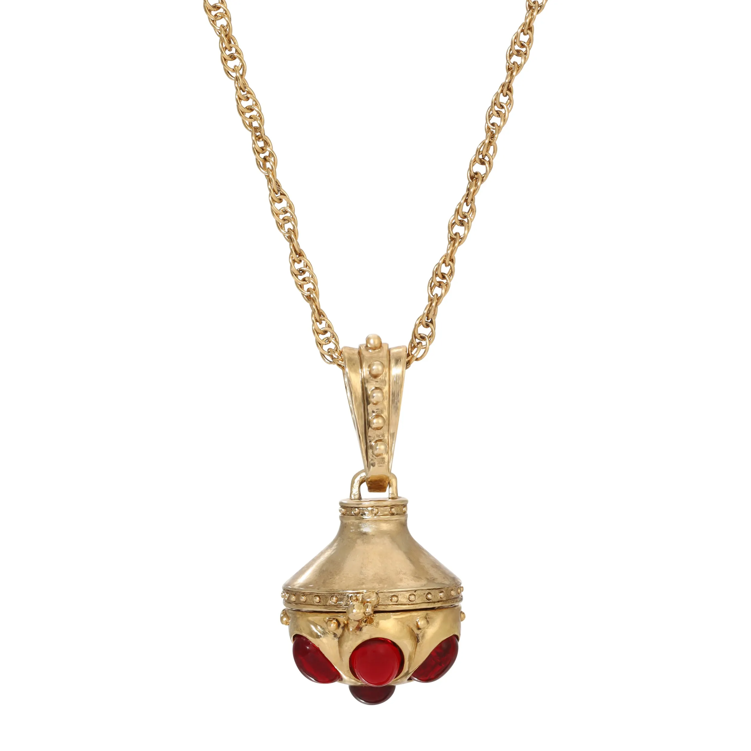 1928 Jewelry Borgia Garnet And Ruby Stone Locket Necklace 30"