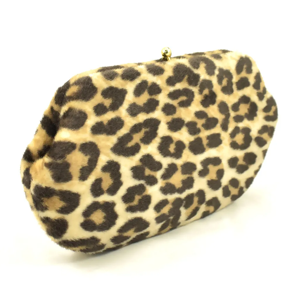 1950s Fuzzy Leopard Clutch