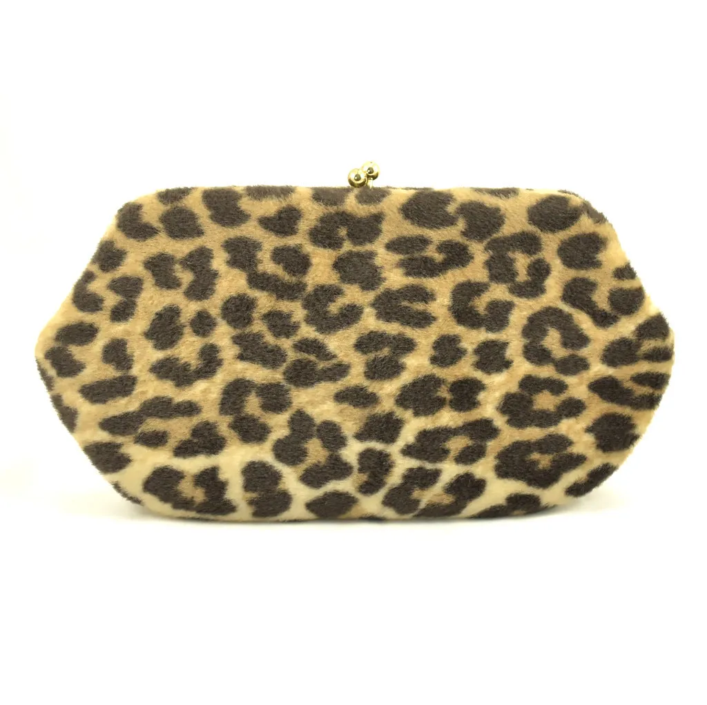 1950s Fuzzy Leopard Clutch