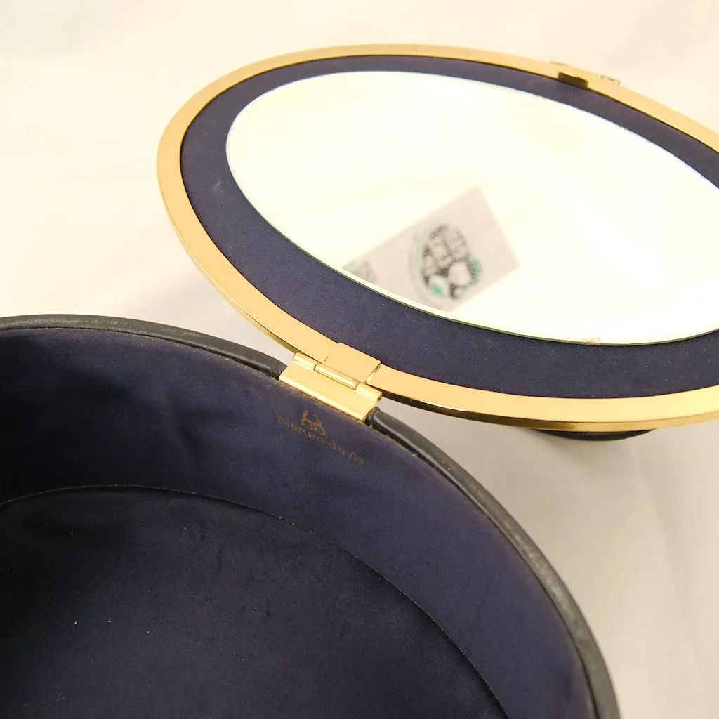 1950s Navy Leather Oval Box Bag