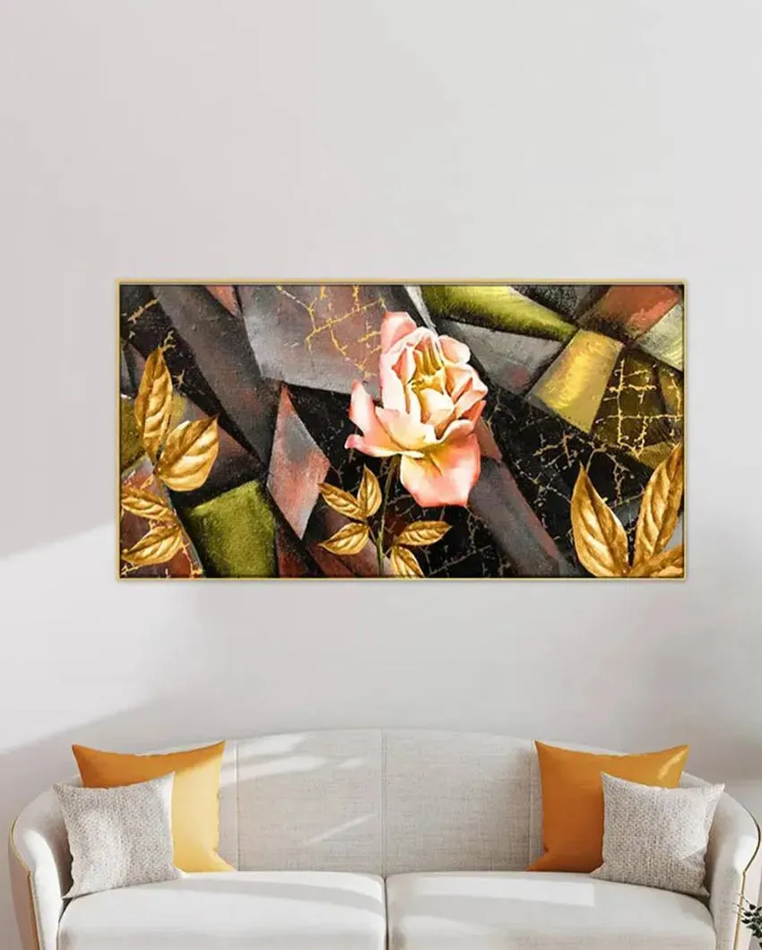 Abstract Yellow and Pink Rose Floating Framed Canvas Wall Painting | 24 x 12 inches , 36 x 18 inches & 48 x 24 inches