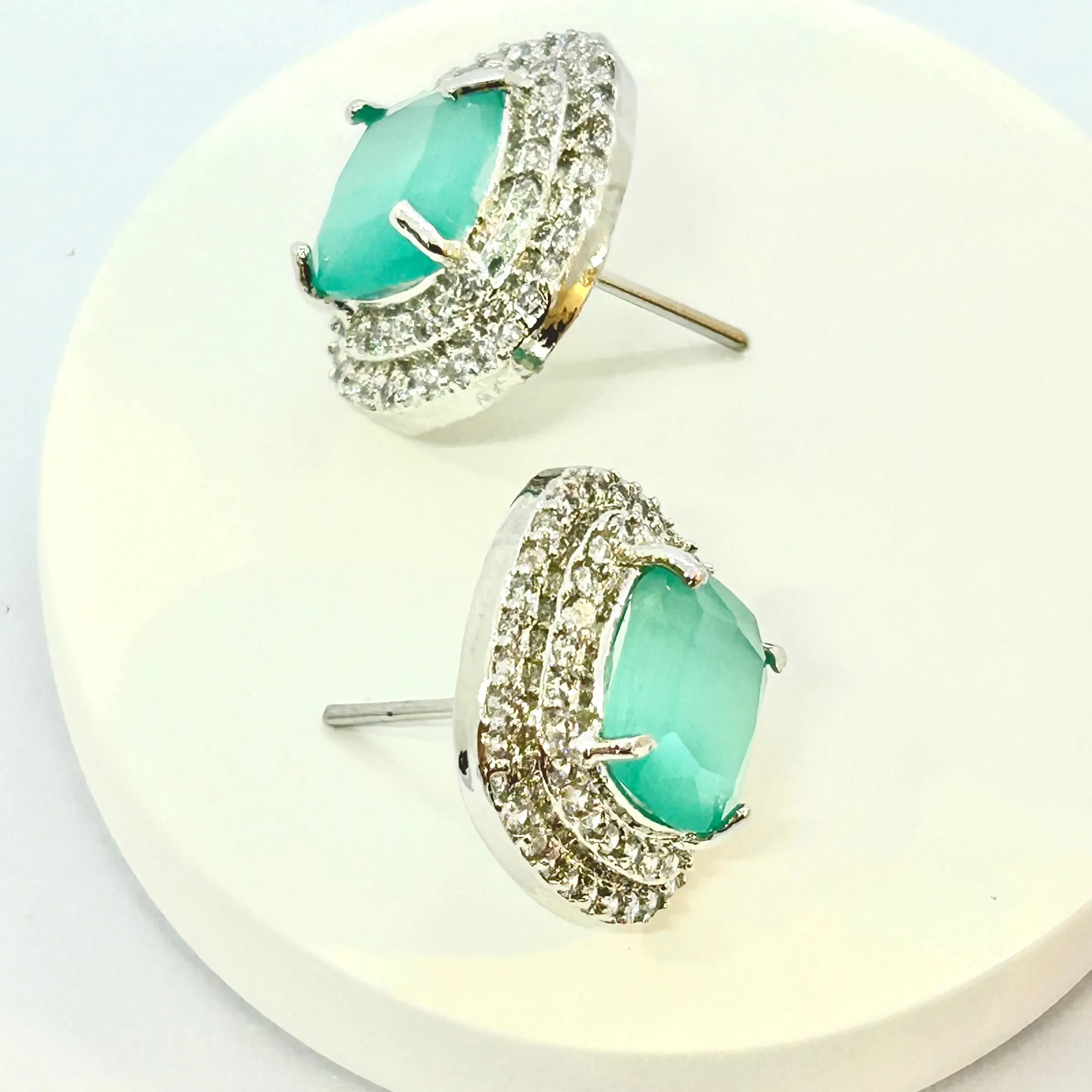 American Diamond Studs - Green