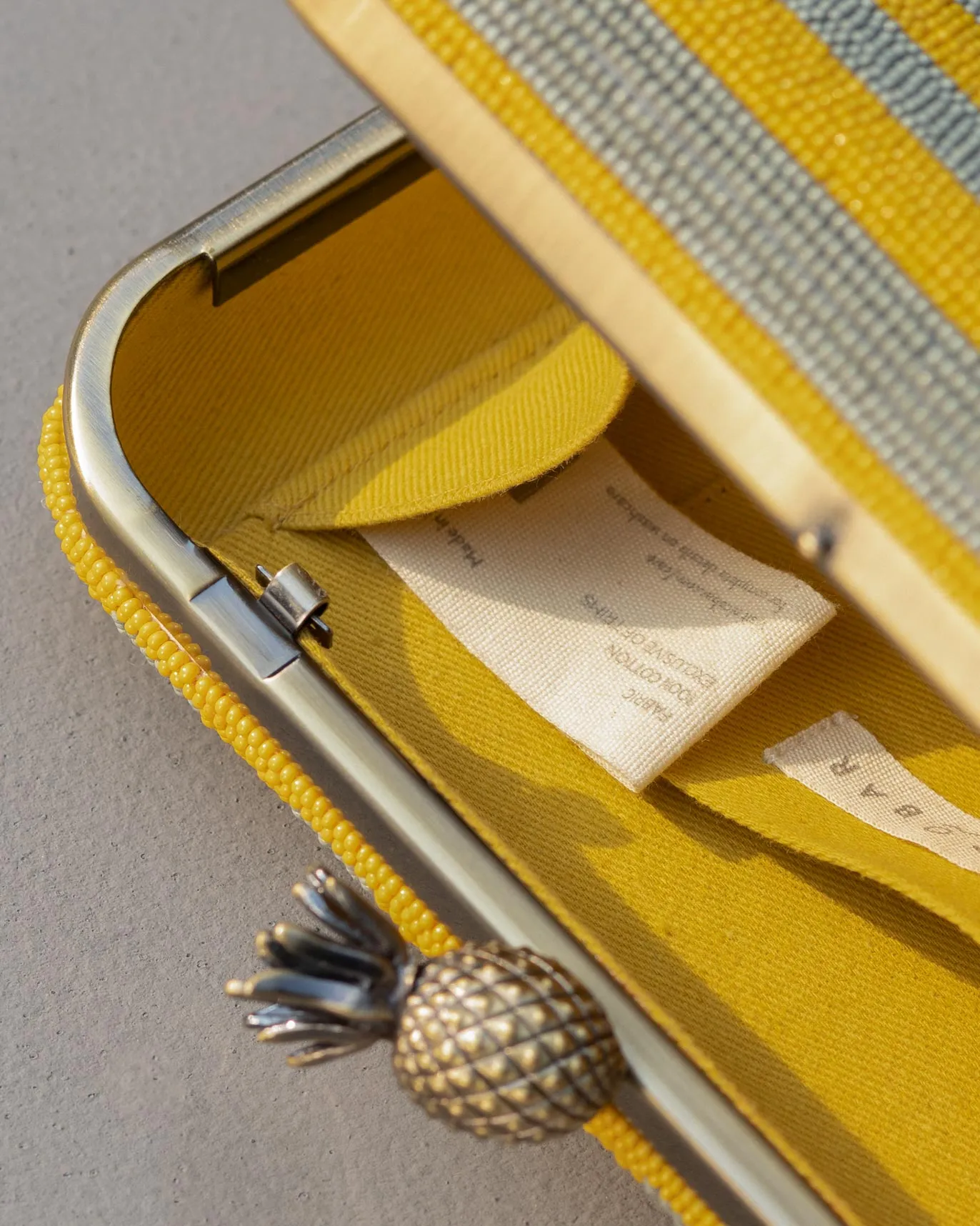 Ananas Clutch - Yellow & Grey Stripes