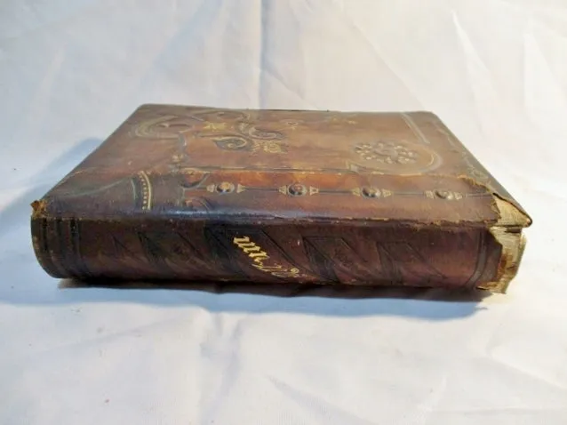 Antique 1800s Leather PORTRAIT Family Photo Album Photograph Picture RARE!