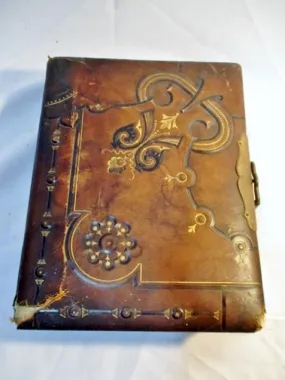 Antique 1800s Leather PORTRAIT Family Photo Album Photograph Picture RARE!