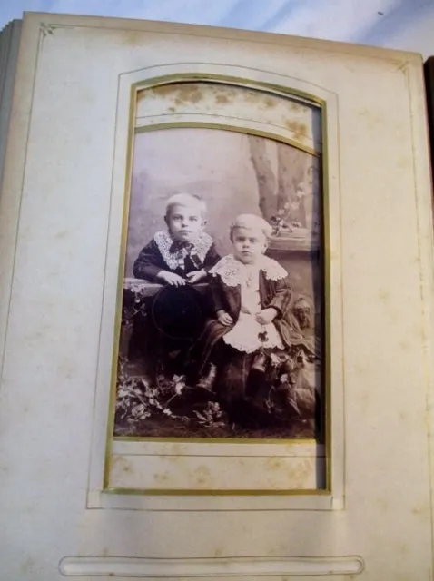 Antique 1800s Leather PORTRAIT Family Photo Album Photograph Picture RARE!