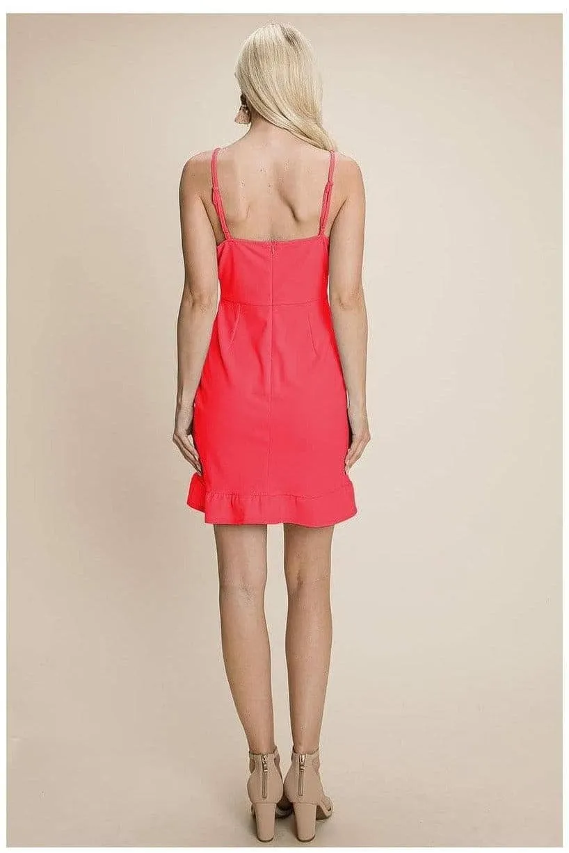 Asymmetrical Ruffle Hem Wrap Mini Dress