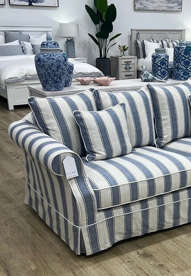 Ayla 2 Seater Sofa Blue Stripe