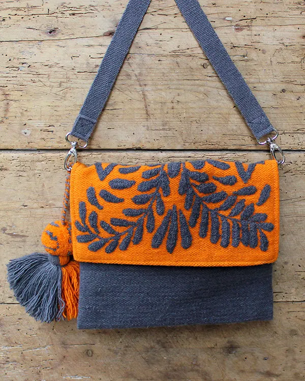 Begonia Embroidered Wool Handbag