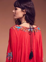 Bell Sleeve Boho Top "Siren Song" Embroidered Peasant Top With Tassels White Black Blue Or Red You Choose Available In Sizes Small Medium Or Large