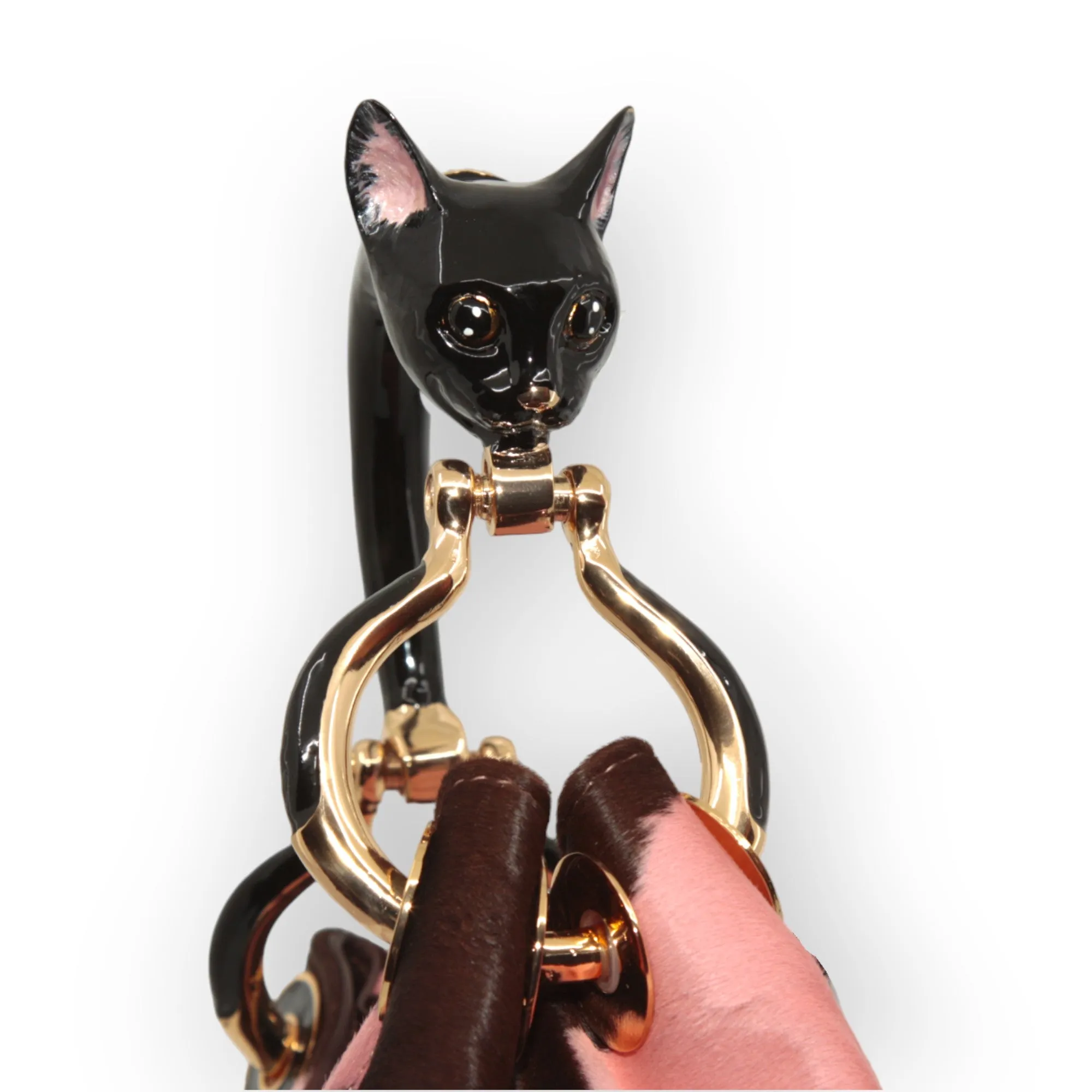 BLACK CAT SMALL HANDBAG IN PONY-EFFECT LEATHER