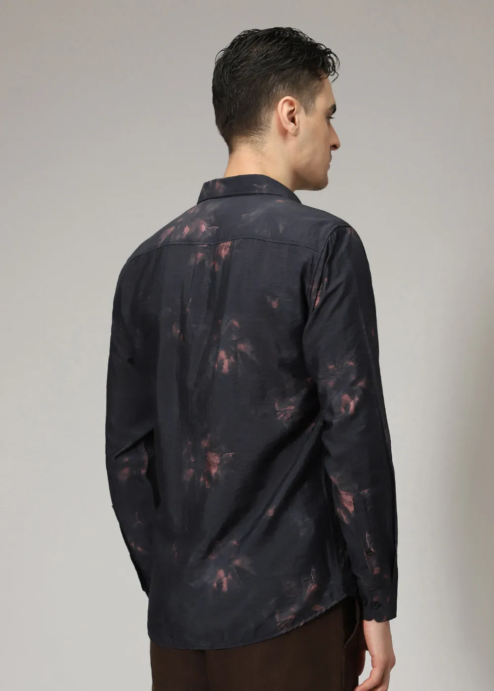 Black Floral Splash Print Shirt