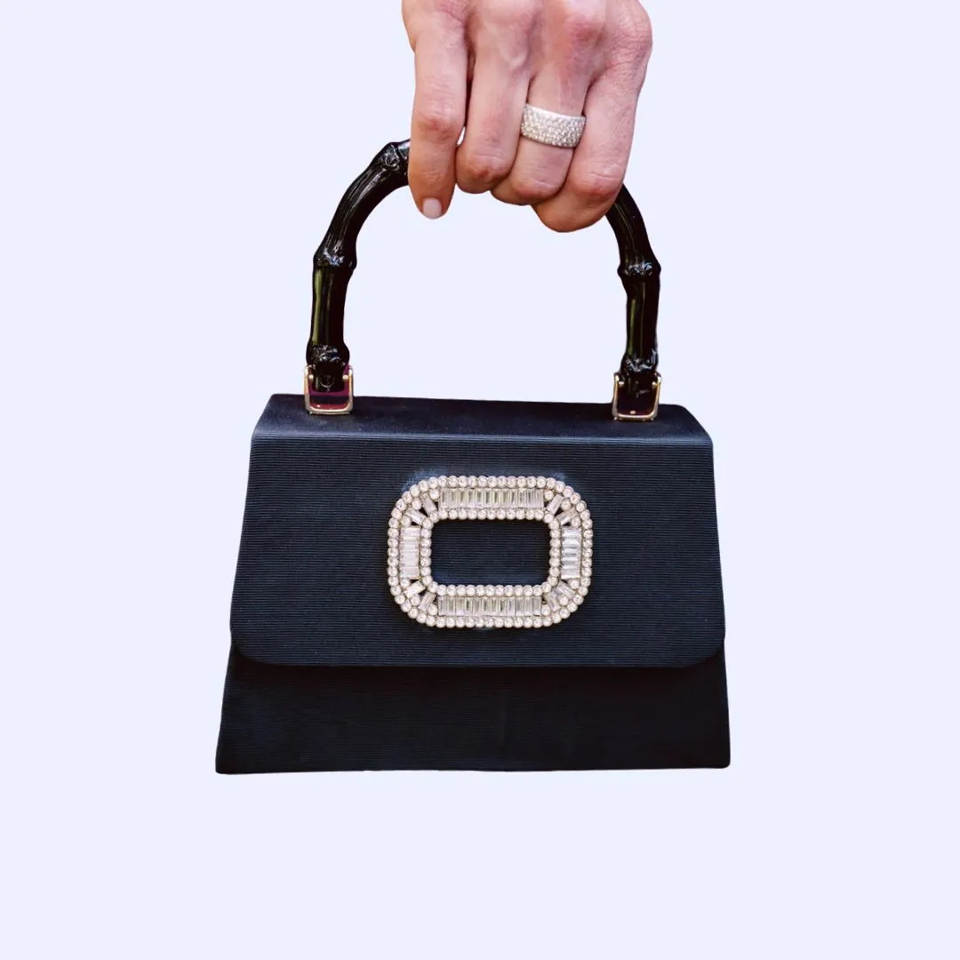 Black Rhinestone Buckle Bag