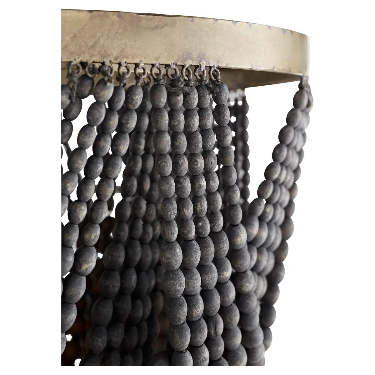 Black Wood Bead Boho Chandelier