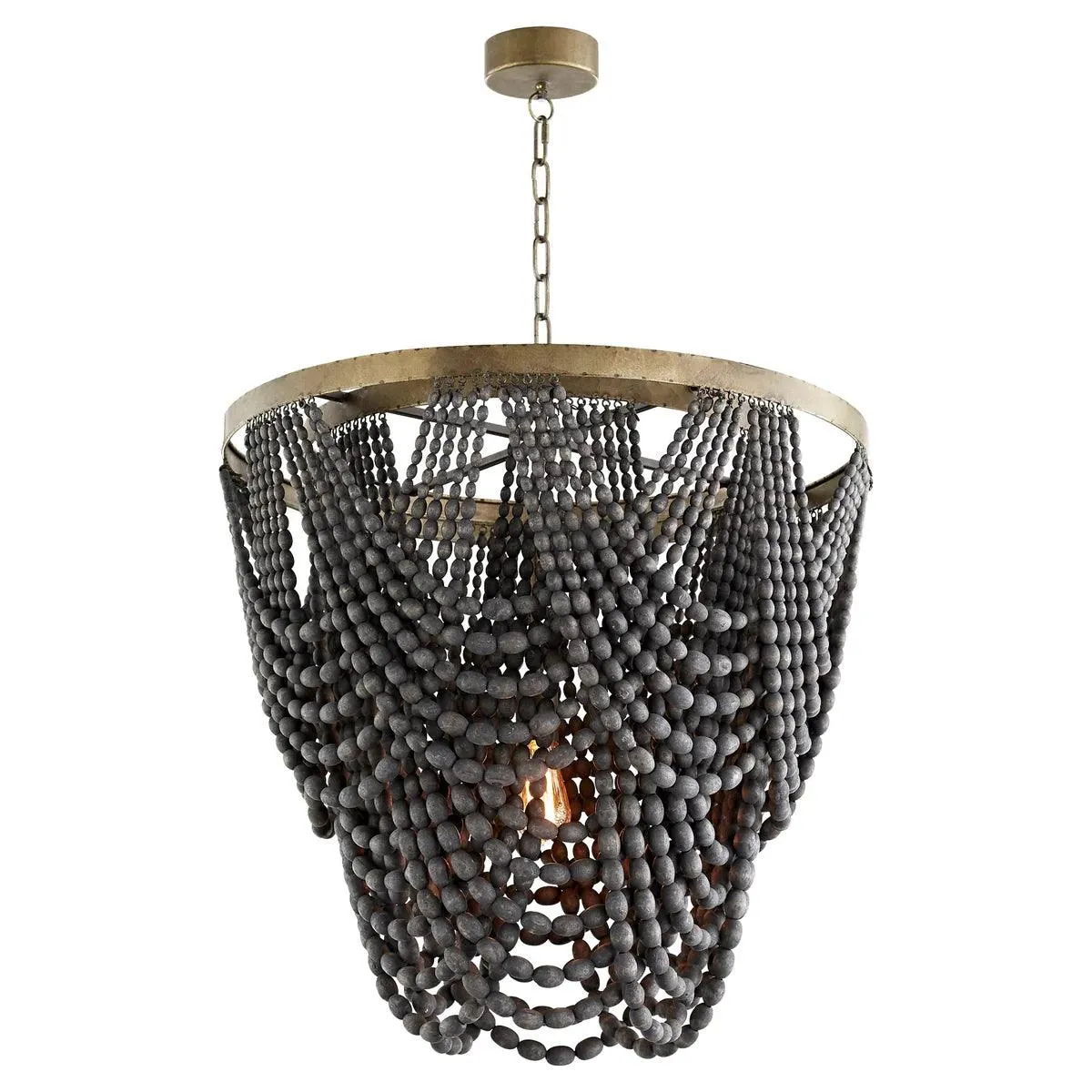 Black Wood Bead Boho Chandelier