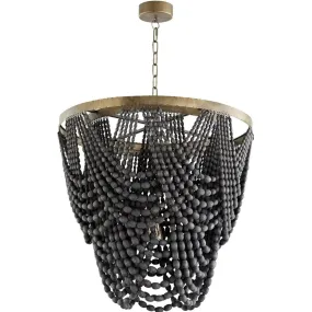 Black Wood Bead Boho Chandelier