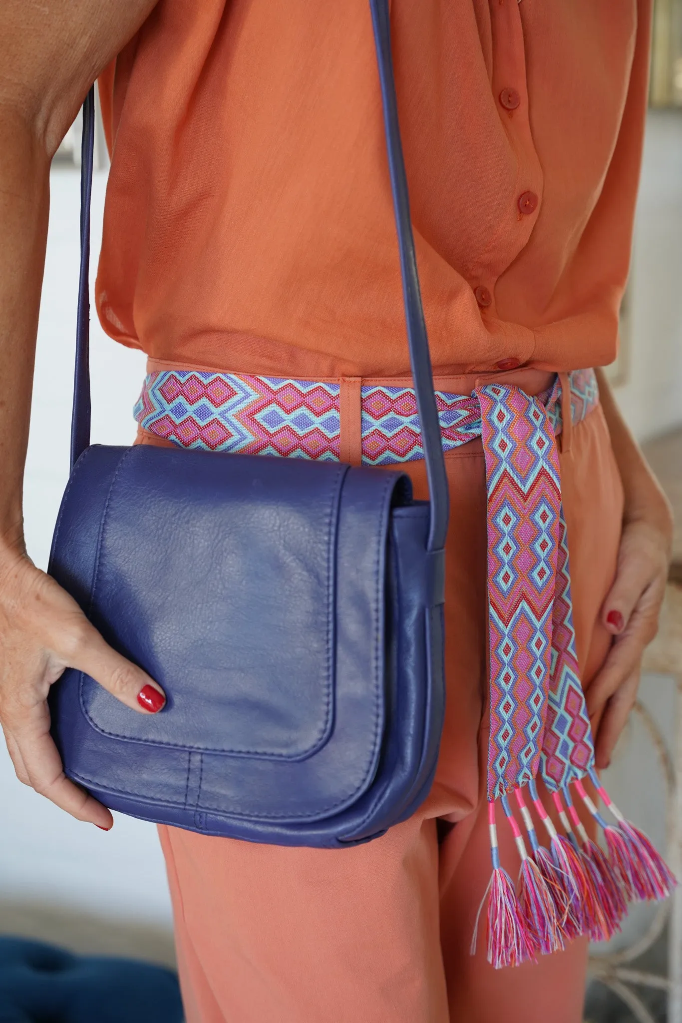 Blue Saddle Sling Bag