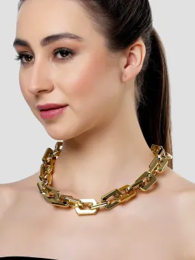 Bohey by KARATCART Big Chunky Gold Western Link Necklace for Women