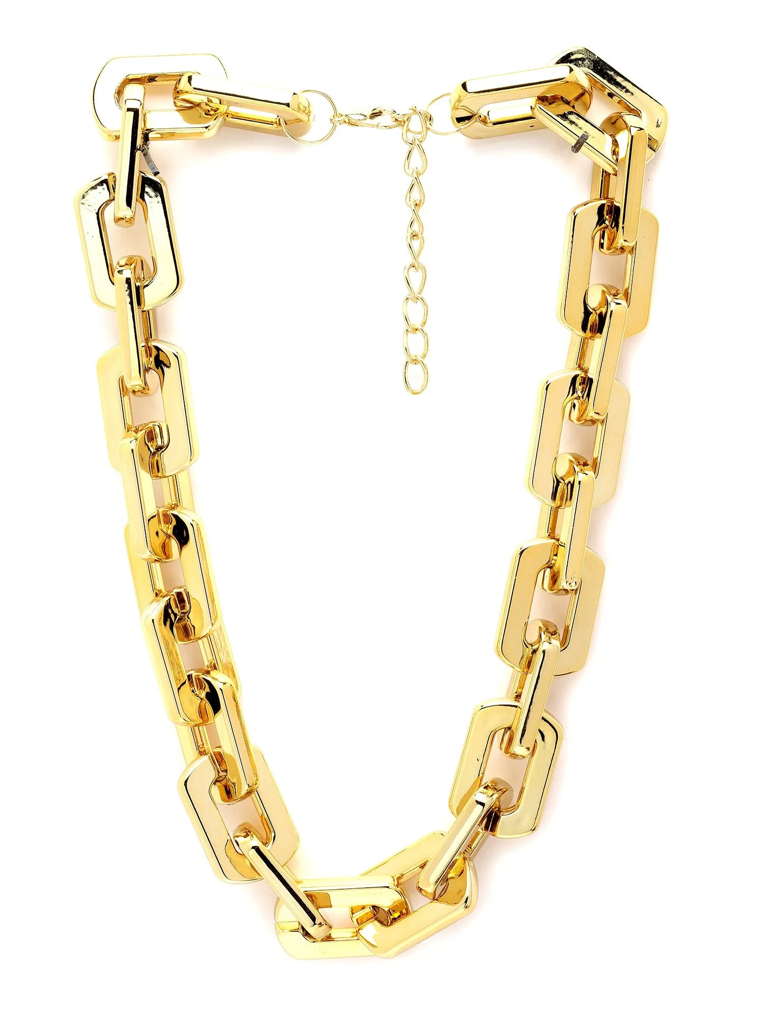 Bohey by KARATCART Big Chunky Gold Western Link Necklace for Women