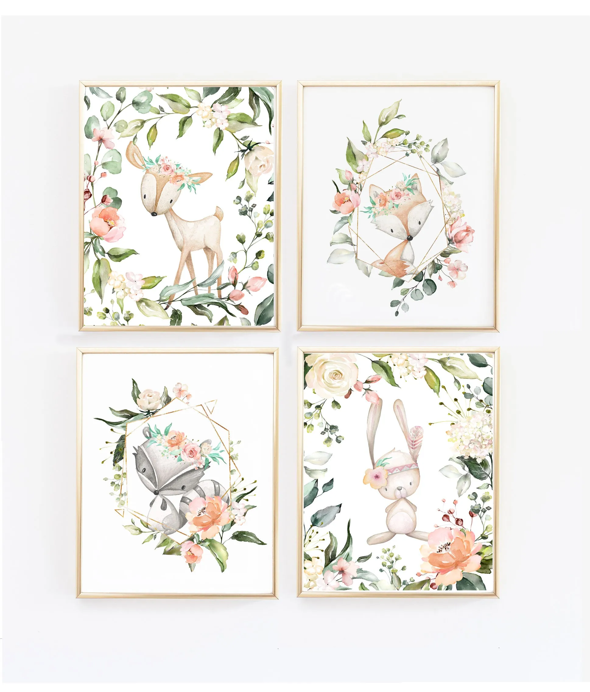 Boho Floral Woodlands Nursery Wall Art