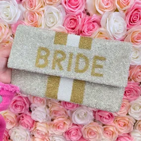 BRIDE STRIPE BEADED CLUTCH