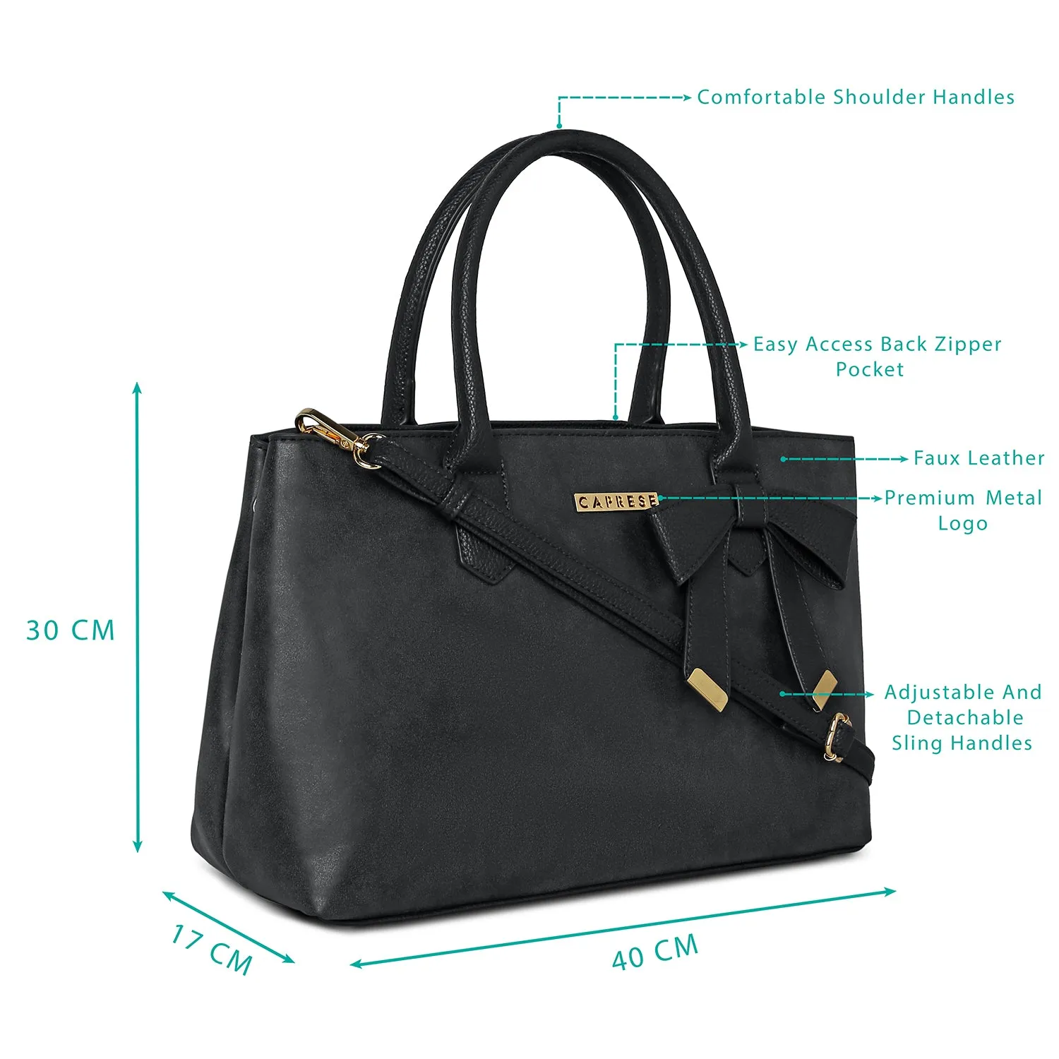 Caprese Alexandria Satchel Large Black