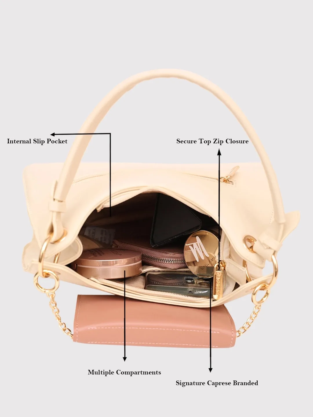 Caprese Capri Satchel Small Beige