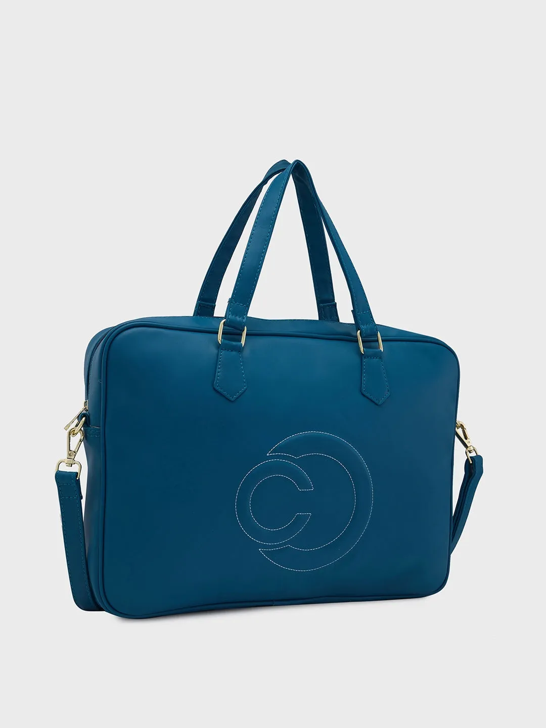 Caprese Dora Laptop Bag Large Solid Women'S Office Handbag Teal