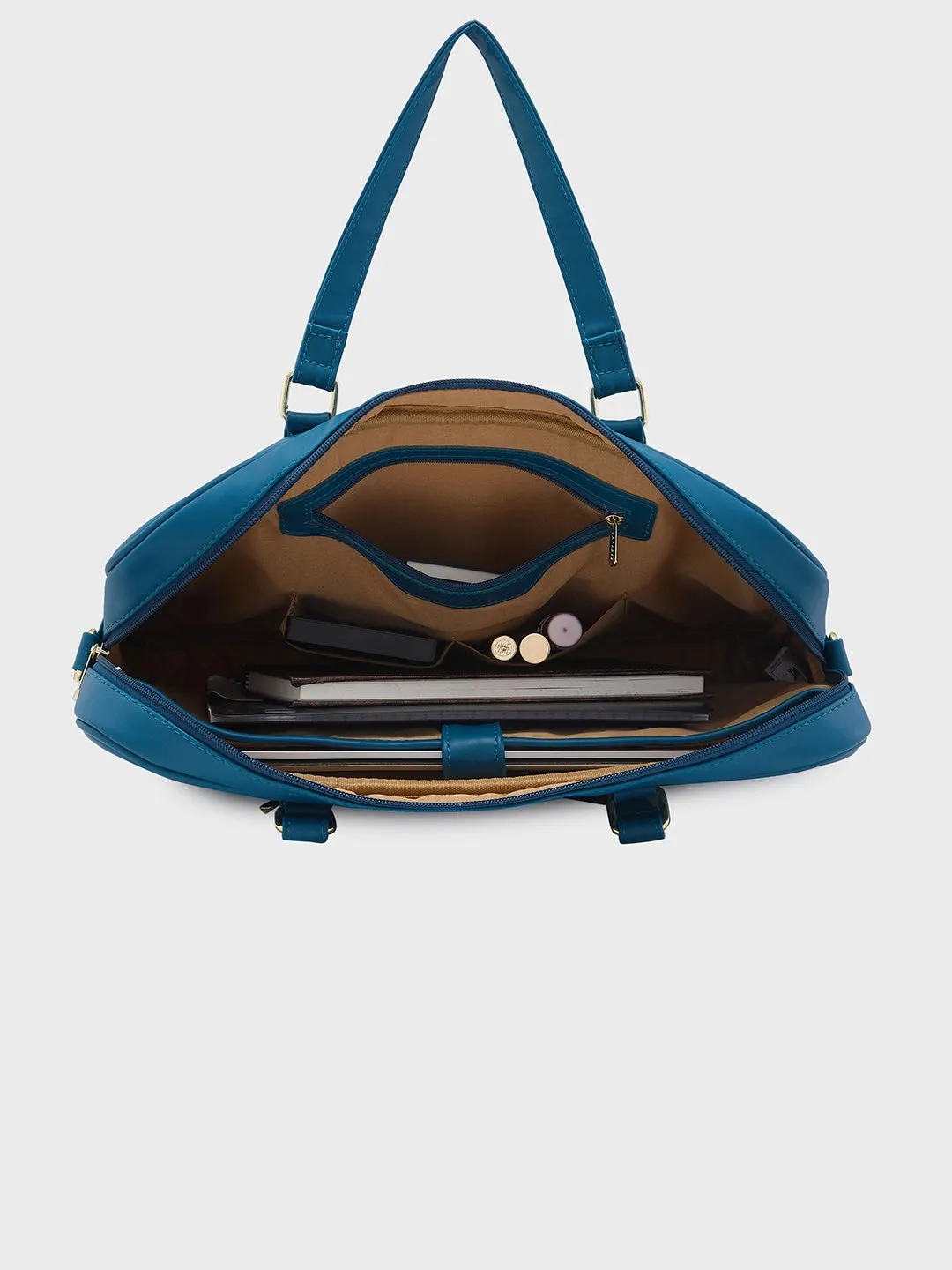 Caprese Dora Laptop Bag Large Solid Women'S Office Handbag Teal