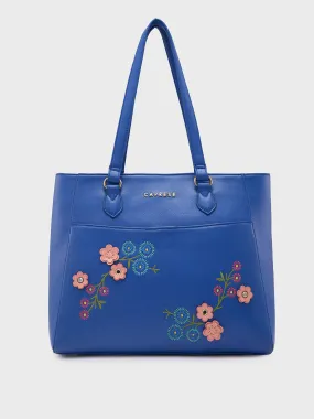 Caprese Erica Tote Medium Floral Women'S Office Handbag Blue