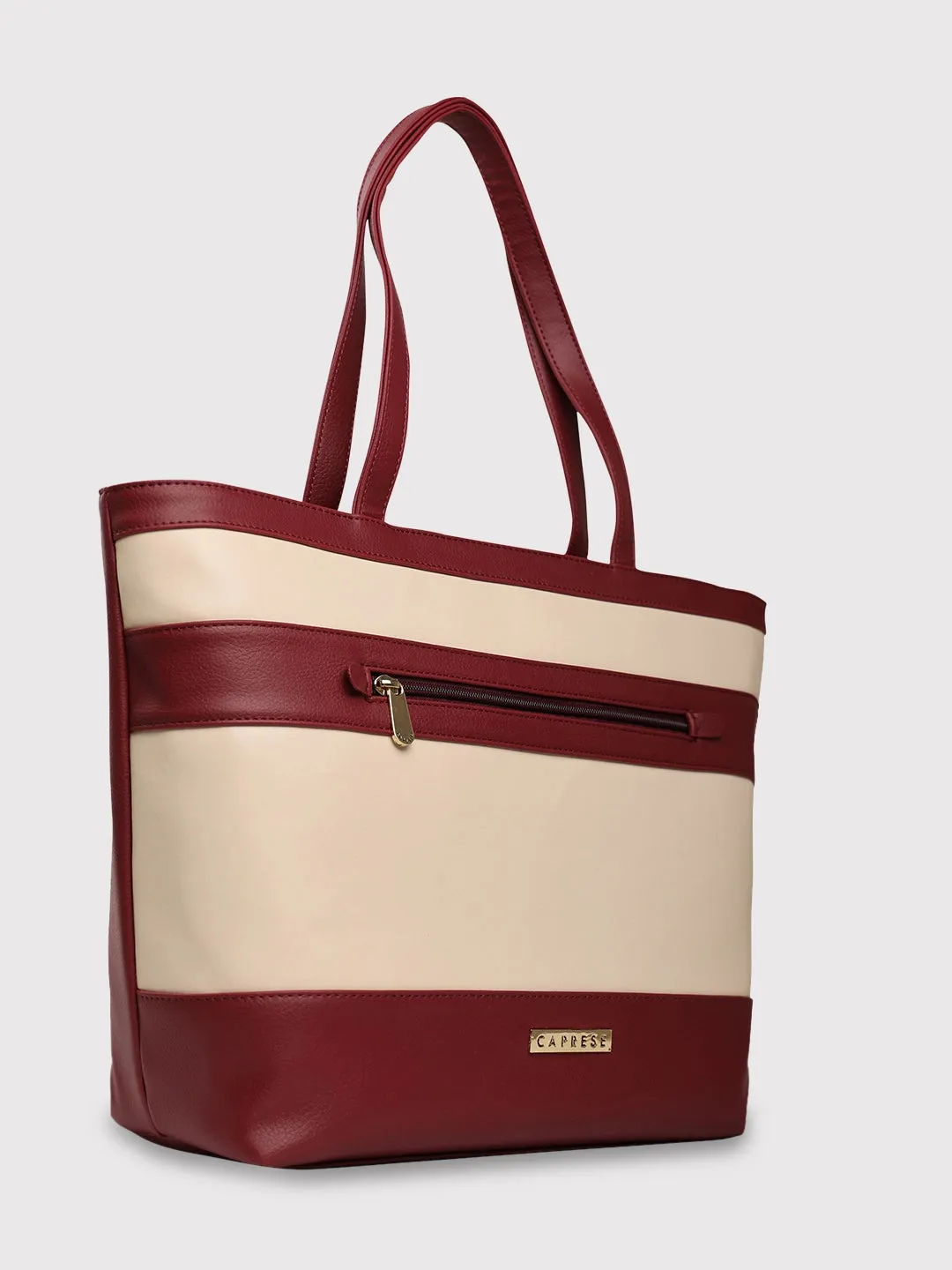 Caprese Marciano Tote Medium Striped Women'S Handbag Maroon