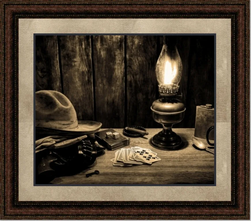 Card Game | Western Art Canvas or Framed Print | Various Sizes