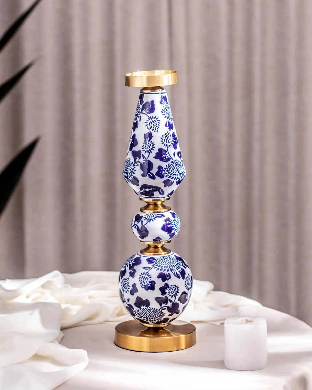 'Chrysanthemum' Ming Pillar Candle Holder - Small