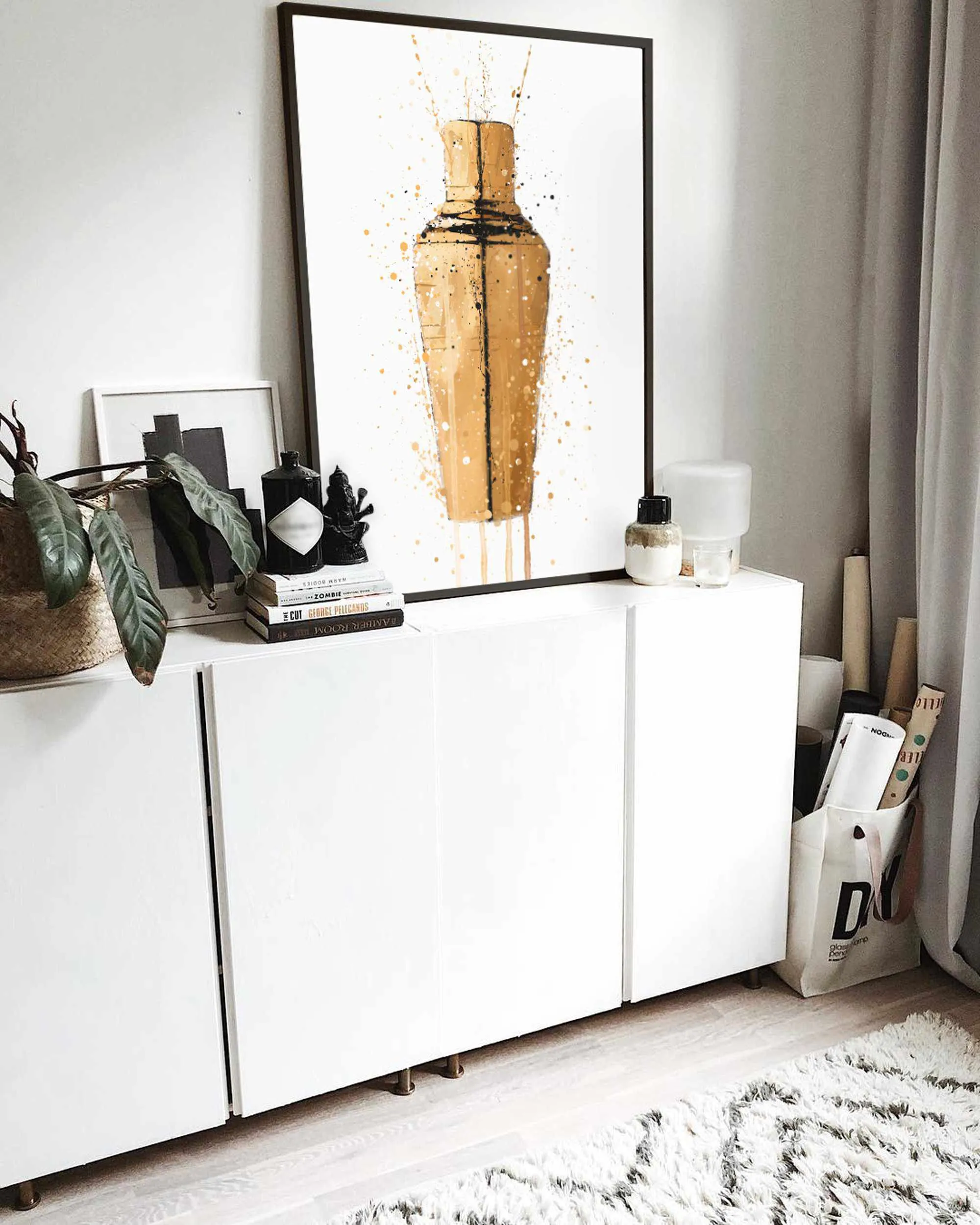 Cocktail Shaker Wall Art Print (Gold)