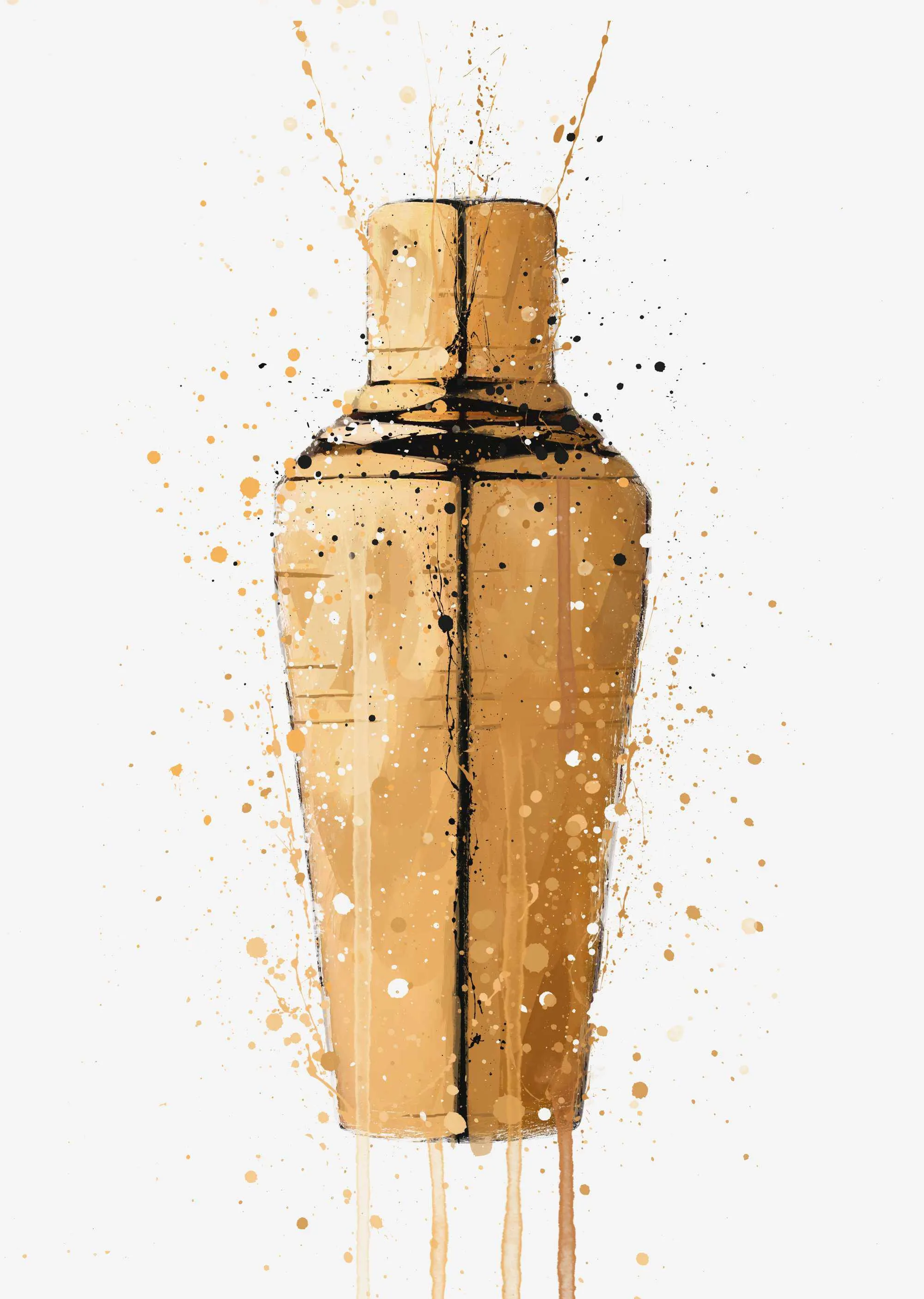 Cocktail Shaker Wall Art Print (Gold)