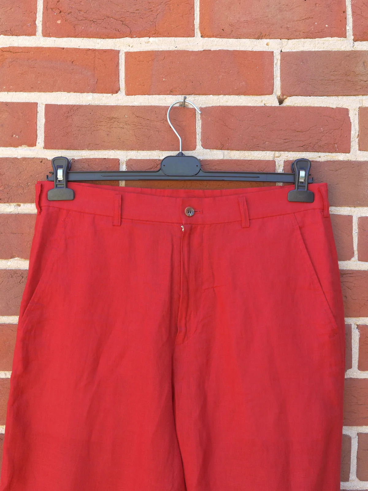 comme des garcons homme homme red linen trousers - 1998