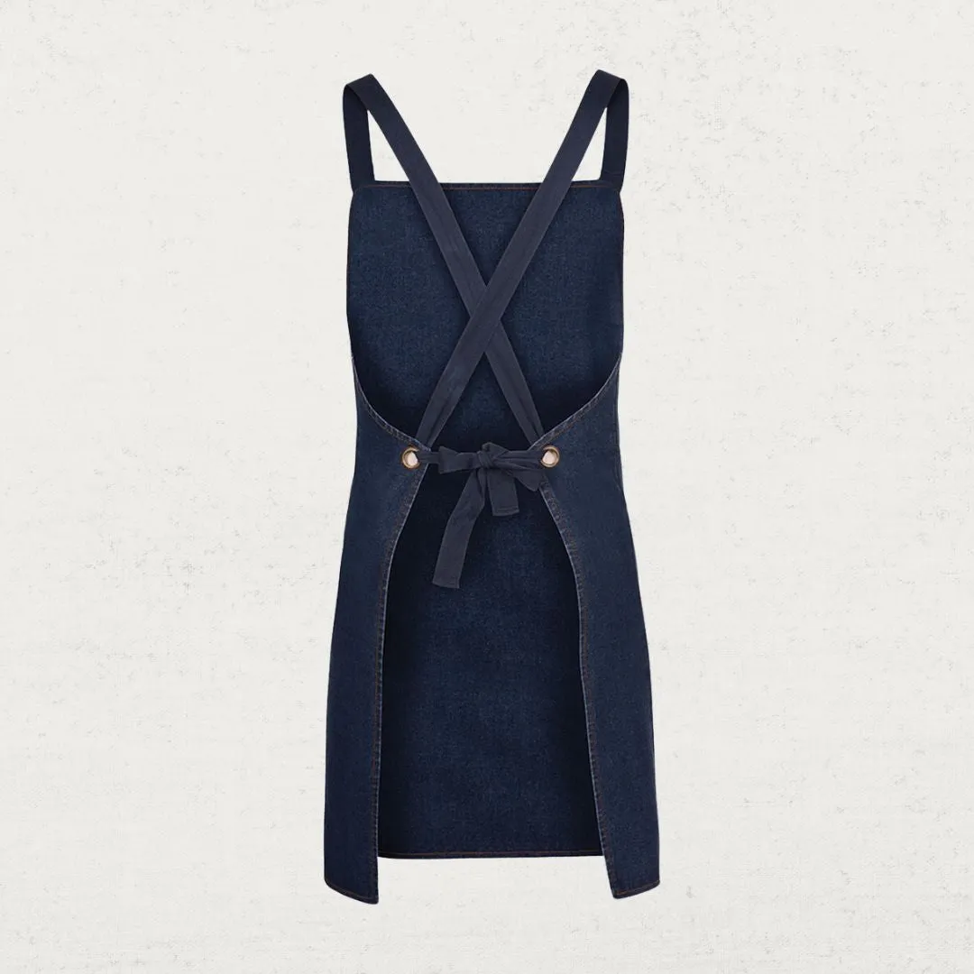 Cross Over Back Denim Bib Apron Without Strap