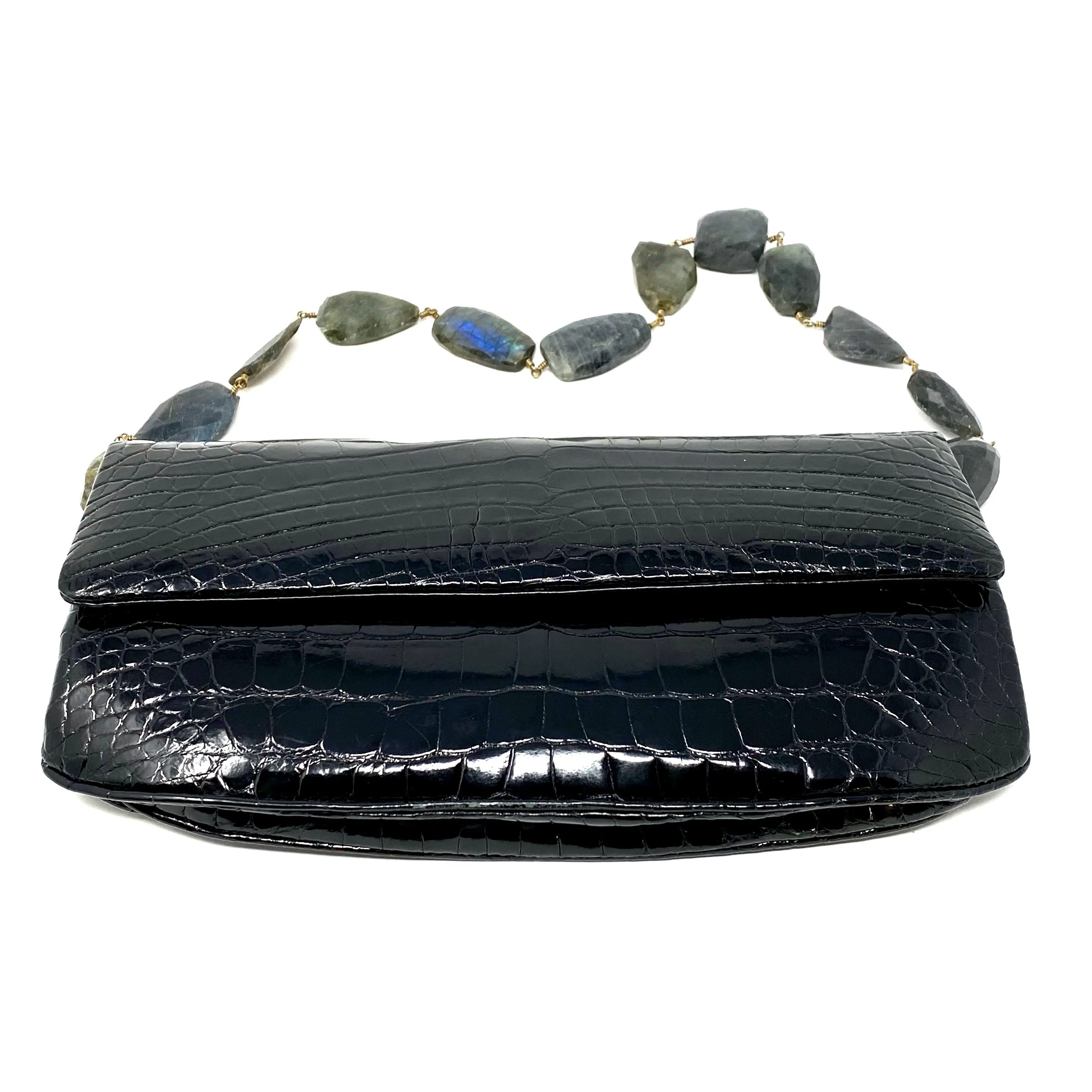 Darby Scott Handbag in Black Crocodile and Labradorite