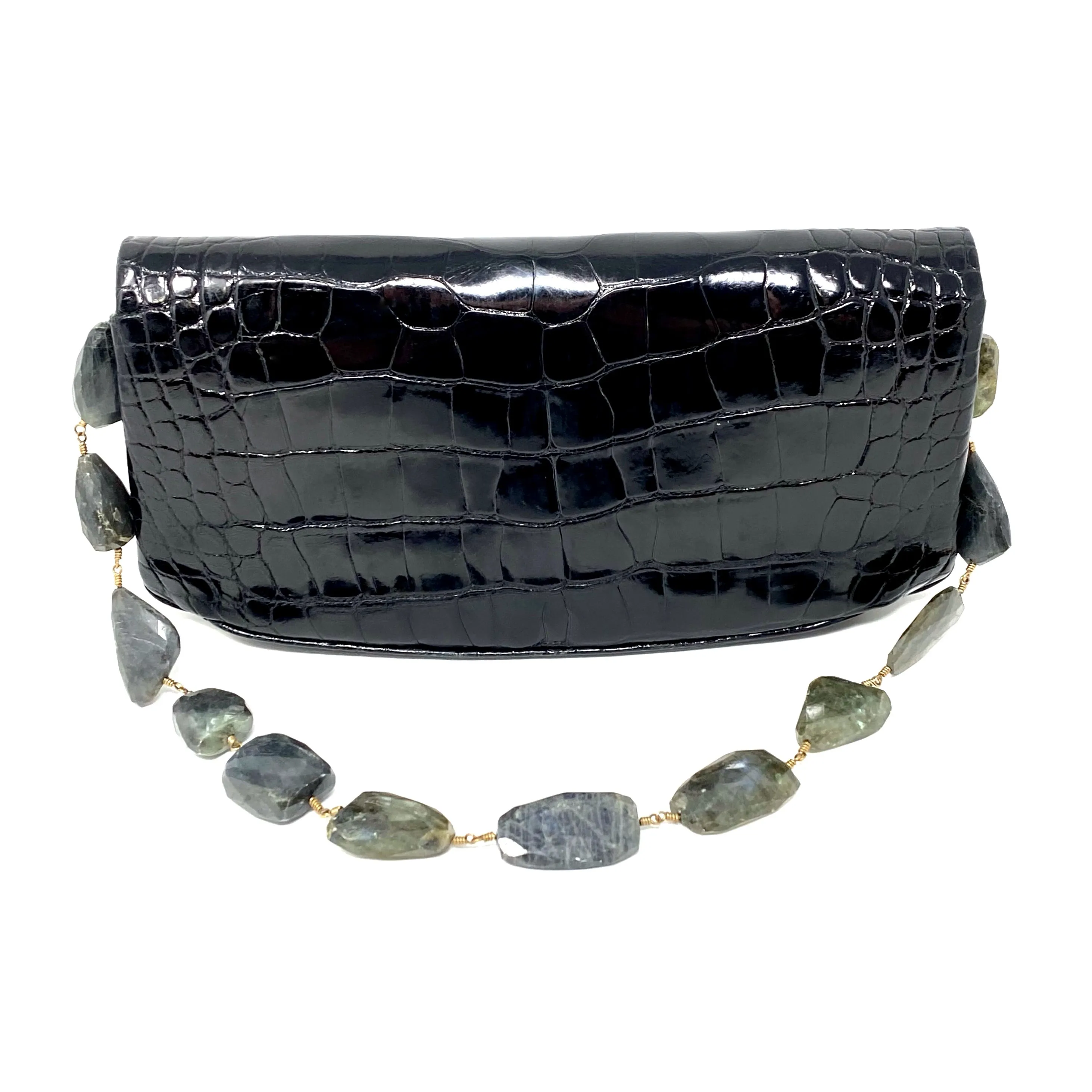 Darby Scott Handbag in Black Crocodile and Labradorite