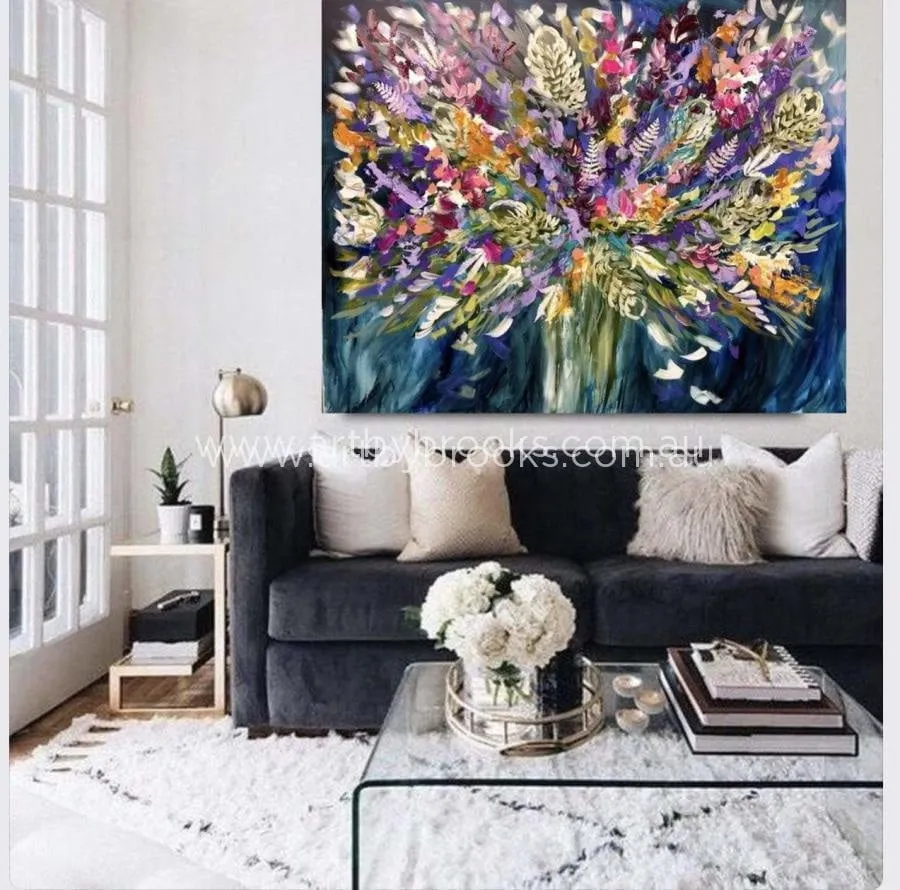 Delicate fern, banksia and wildflowers - Original on Canvas 120x150  Cm