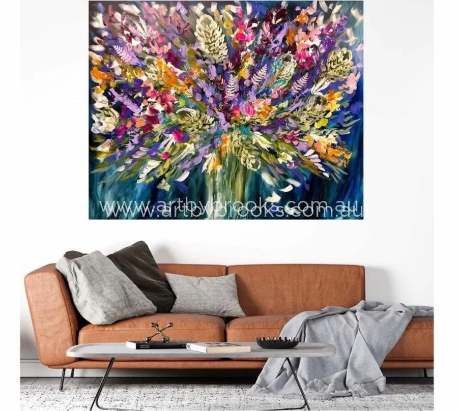 Delicate fern, banksia and wildflowers - Original on Canvas 120x150  Cm