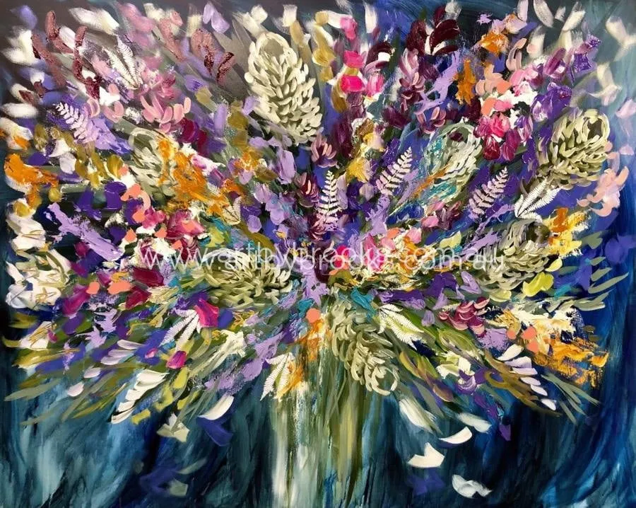 Delicate fern, banksia and wildflowers - Original on Canvas 120x150  Cm