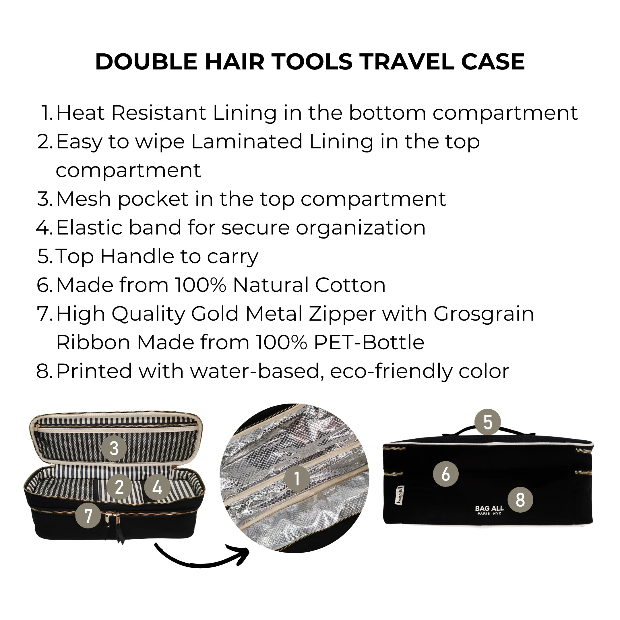 Double Hair Tools Travel Case, Black