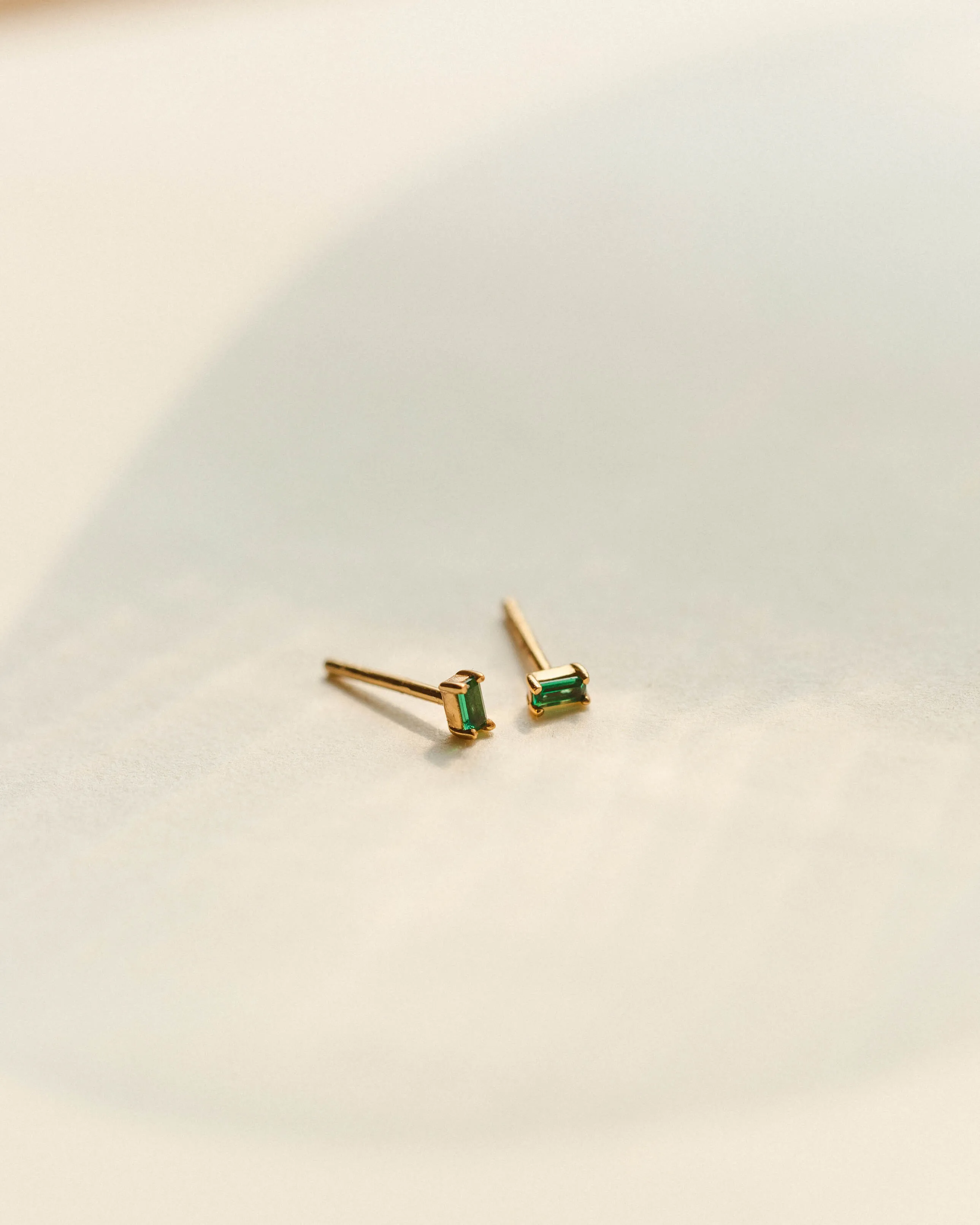 Emerald Green Baguette Studs