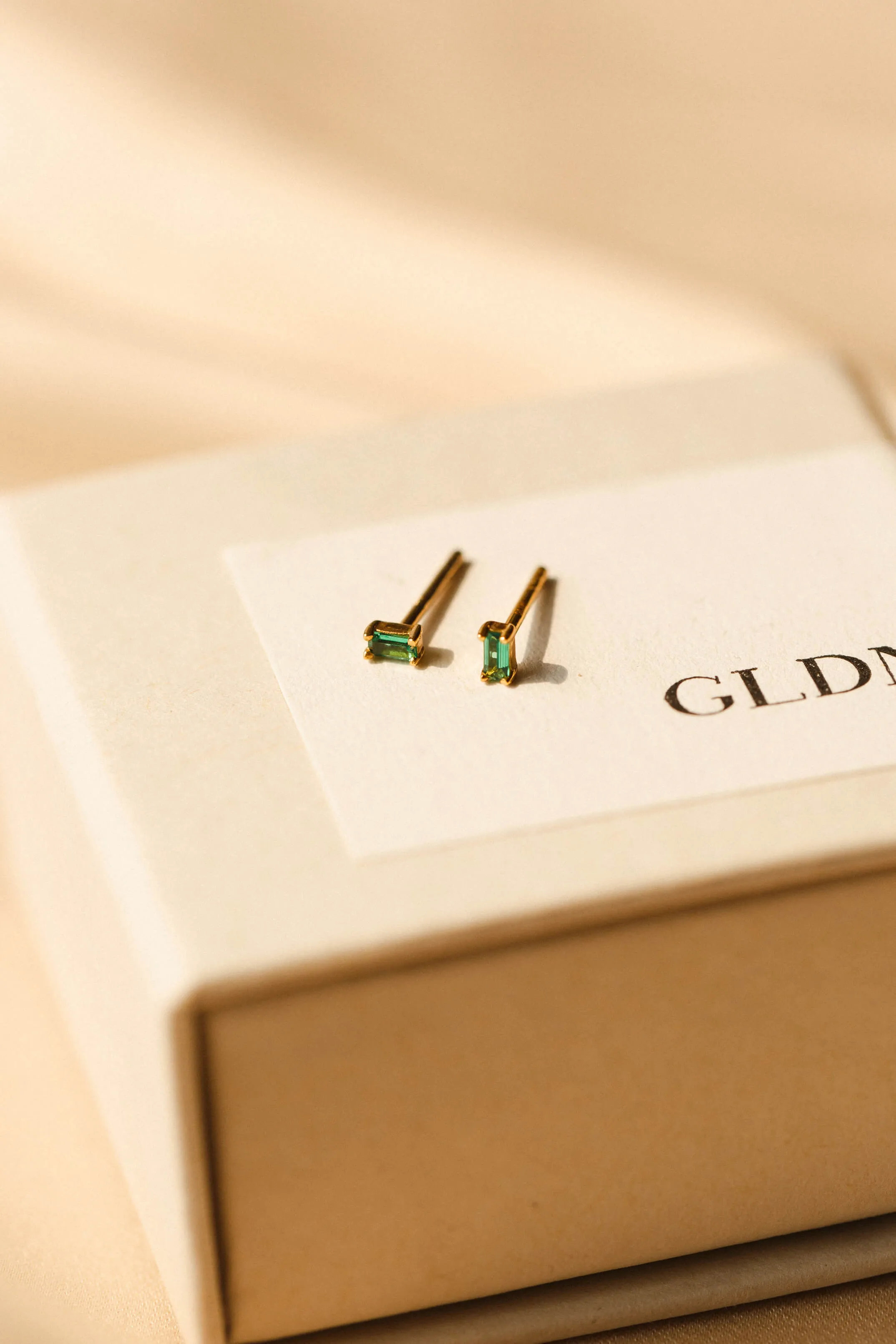 Emerald Green Baguette Studs