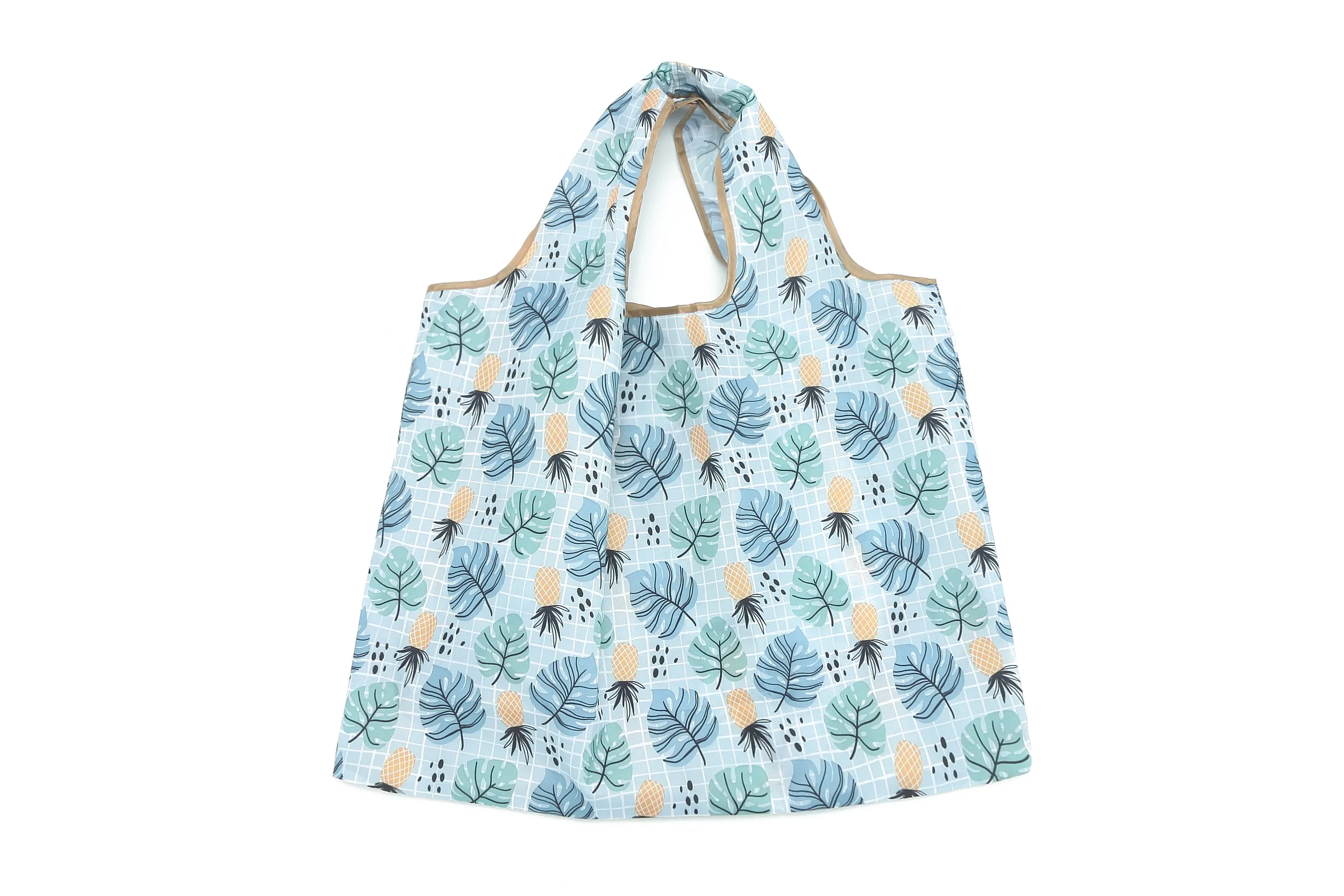 Foldable Bag Jackie Monstera Squares Blue