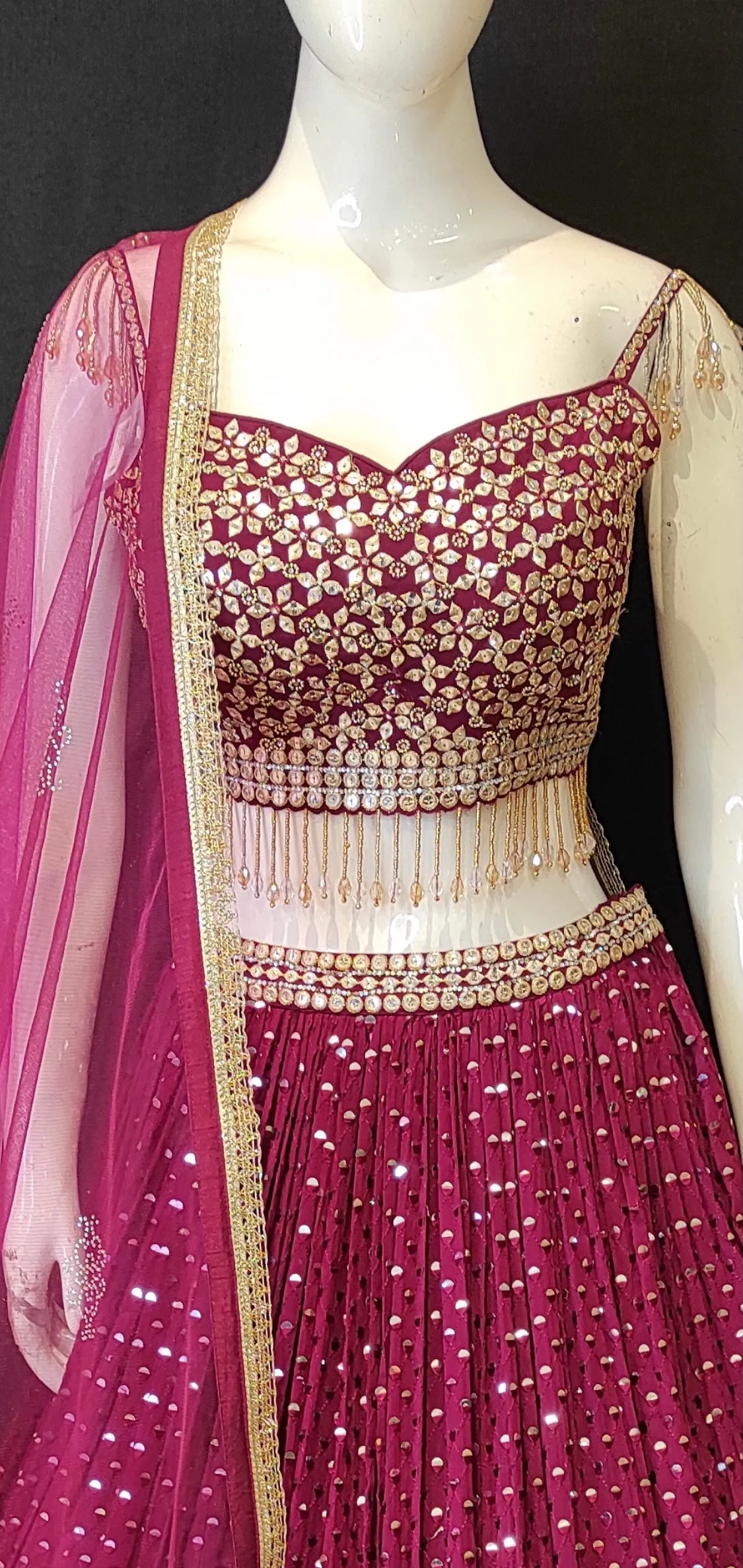 Georgette Lehenga Choli with Patra, Zari and Swarovski Work